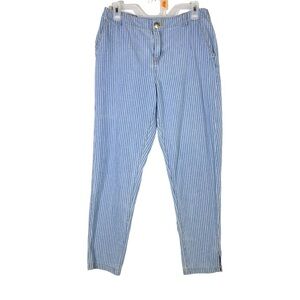 Life in Progress women’s size M blue white stripe elastic pockets ankle pant